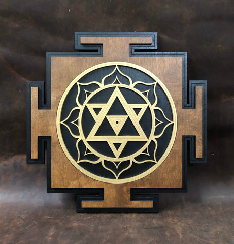 Shiva Yantra Wall Art (Brown, Black and Gold) - Radiant Hearts