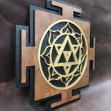 Shiva Yantra Wall Art (Brown, Black and Gold) - Radiant Hearts