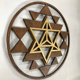 Sri Yantra Merkaba Wall Art - Sacred Geometry 10" (Brown and Gold) - Radiant Hearts