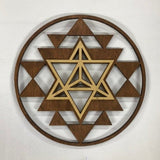 Sri Yantra Merkaba Wall Art - Sacred Geometry 10" (Brown and Gold) - Radiant Hearts