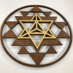 Sri Yantra Merkaba Wall Art - Sacred Geometry 10" (Brown and Gold) - Radiant Hearts