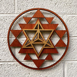 Sri Yantra Merkaba Wall Art - Sacred Geometry 10" (Red and Gold) - Radiant Hearts