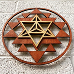 Sri Yantra Merkaba Wall Art - Sacred Geometry 10" (Red and Gold) - Radiant Hearts