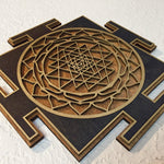 Sri Yantra Wall Art (Black, Brown and Gold) - Radiant Hearts