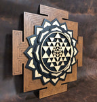 Sri Yantra Wall Art - Multilayered (Natural, Black and Brown) - Radiant Hearts