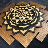 Sri Yantra Wall Art - Multilayered (Natural, Black and Brown) - Radiant Hearts