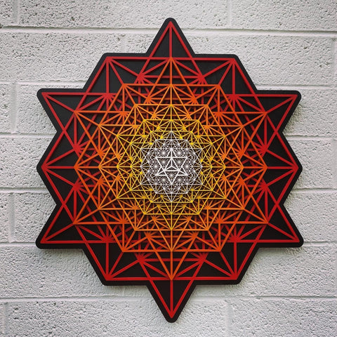 Tetrahedron Grid Source Mandala Wall Art 22.22" Sacred Geometry - Radiant Hearts