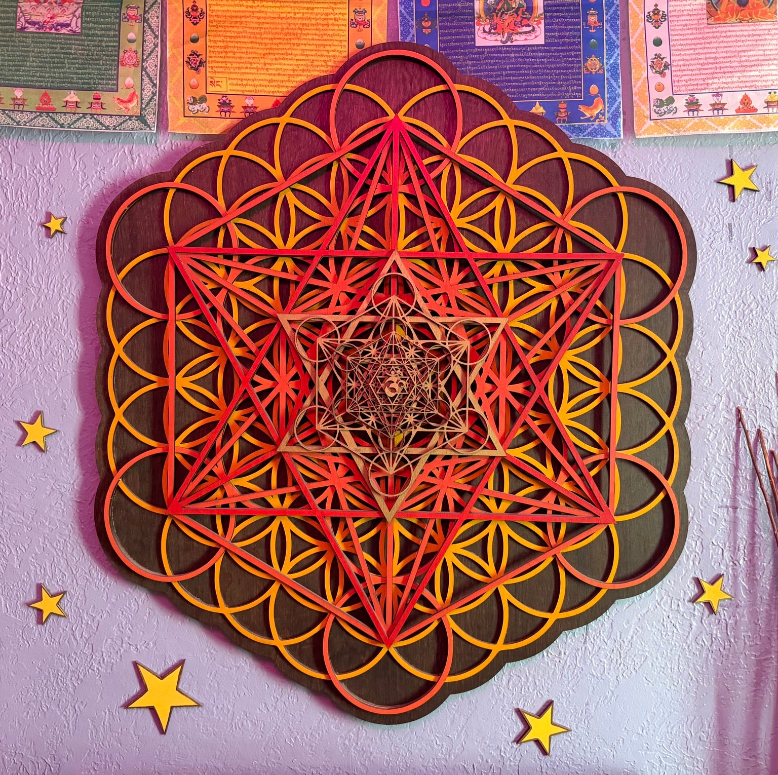 One of Brian Martin's original 36 inch layered mandalas in his music studio